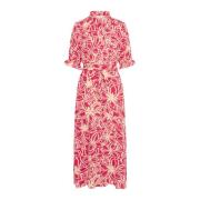 Bloemenprint jurk met overhemdkraag Kaffe , Pink , Dames