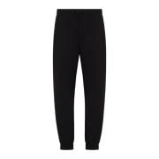 Zwarte Trekkoord Taille Broek Logo Emporio Armani , Black , Heren