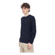 Blauwe Crew Neck Sweater Visgraatpatroon Tommy Hilfiger , Blue , Heren