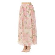 Elegante Ivoor Bloemen Lange Rok Max Mara , Multicolor , Dames