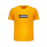 Katoenen T-shirt met print en logo Napapijri , Orange , Heren