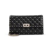 Zwarte leren schoudertas Valentino Garavani , Black , Dames