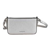 Zilveren Gehamerd Leren Crossbody Tas Michael Kors , Gray , Dames