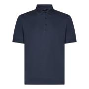 Blauw Polo Tricot Effect Herno , Blue , Heren