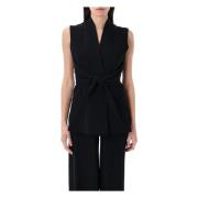 Zwarte Mouwloze Wollen Top met V-hals Rick Owens , Black , Dames