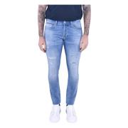 Skinny Fit Lage Taille Jeans Blauw Dondup , Blue , Heren