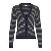 Gestreepte Cardigan met Knoopsluiting Part Two , Black , Dames