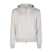 Zijde Katoen Rits Hoodie Eleventy , Beige , Heren