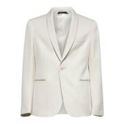 Elegant Ivory Silk Mesh Jacket Giorgio Armani , Beige , Heren