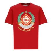 Rode katoenen T-shirt met Casa Crest Casablanca , Red , Heren