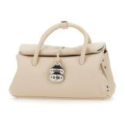 Witte leren handtas met bovenhandvat Zanellato , White , Dames