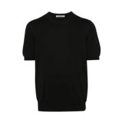 Zwart Katoen Gebreid Crew Neck T-shirt La Fileria , Black , Heren