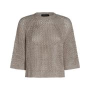 Beige Crew Neck Sweater Fabiana Filippi , Gray , Dames