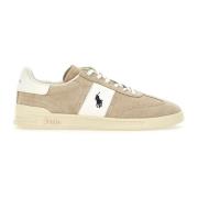 Grijs Wit Suède Leren Sneakers Polo Ralph Lauren , Beige , Heren