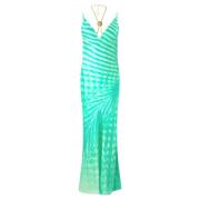 Groene Ocean Wave Maxi Jurk Roberto Cavalli , Green , Dames