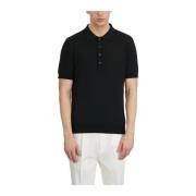 Zijden en katoenen poloshirt Paolo Pecora , Black , Heren