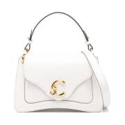 Witte Foldover Tas met Afneembare Band Coccinelle , White , Dames