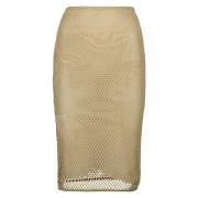 Beige Katoen Mesh Midi Rok Prada , Beige , Dames