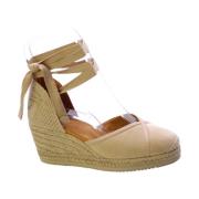 Beige Suède Espadrilles met Leren Details Unisa , Beige , Dames