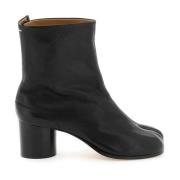 Leren Tabi Enkellaarzen met Cilinderhak Maison Margiela , Black , Dame...