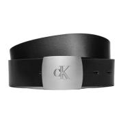 Elegante Leren Riem met cK Gesp Calvin Klein Jeans , Black , Heren