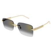 Gouden Randloze Zonnebril Clash Stijl Cartier , Yellow , Unisex