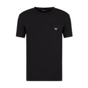 Contrast Logo Korte Mouw T-Shirt Emporio Armani , Black , Heren