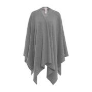 Luxe Grijze Kasjmier Cape Aw24 MVM , Gray , Dames