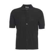 Zwarte Gebreide Shirt Stijlvolle Knoopsluiting Paolo Pecora , Black , ...