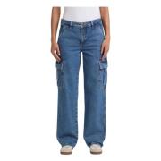 Biologisch Katoenen Cargo Jeans Vrouwen Guess , Blue , Dames