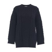 Blauwe Cable Knit Sweater Aw24 Kaos , Blue , Dames