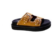 Studded Suède Muiltjes met Sleehak Bibi Lou , Brown , Dames