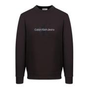 Chenille Monologo Crew Neck Sweatshirt Calvin Klein Jeans , Black , He...