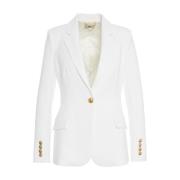 Witte Crepe Blazer met Gouden Details Elisabetta Franchi , White , Dam...