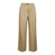 Beige Katoenen Wijde Pijp Broek TotêMe , Beige , Dames