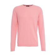 Rose Gebreide Crewneck Trui Ss25 Roberto Collina , Pink , Heren