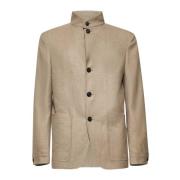 Beige Linnen Wol Jas Deconstructed Stijl Ermenegildo Zegna , Beige , H...