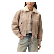 Beige Zip-Up Jack met Zakken Calvin Klein Jeans , Beige , Dames