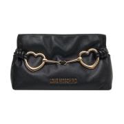 Stijlvolle Zwarte Clutch met Logodetail Love Moschino , Black , Dames