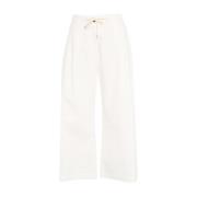 Witte Flared Broek met Gouden Details Jucca , White , Dames