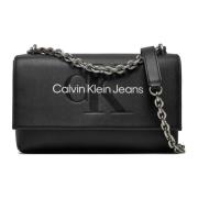 Zwarte Nep Leren Tas met Zakken Calvin Klein Jeans , Black , Dames