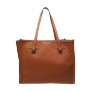 Bruine Leren Shopper Tas Gianni Chiarini , Brown , Dames