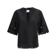 Elegante V-hals Top met San Gallo Isabel Marant Étoile , Black , Dames