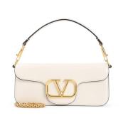 Witte Leren Schoudertas Elegant Ontwerp Valentino Garavani , White , D...