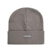 Logo Patch Polyester Beanie Calvin Klein Jeans , Gray , Dames