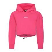 Fuchsia hoodie met klepzak Msgm , Pink , Heren