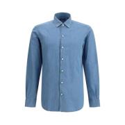 Klassieke Denim Overhemd Lange Mouwen Ermenegildo Zegna , Blue , Heren