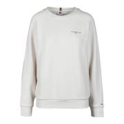 Katoenmix Sweatshirt - Model: Felpa Tommy Hilfiger , White , Dames