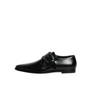 Zwarte Leren Monk Strap Schoenen Dolce & Gabbana , Black , Heren