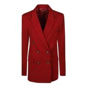 Poppy Red Slim Double Breasted Jas Victoria Beckham , Red , Dames